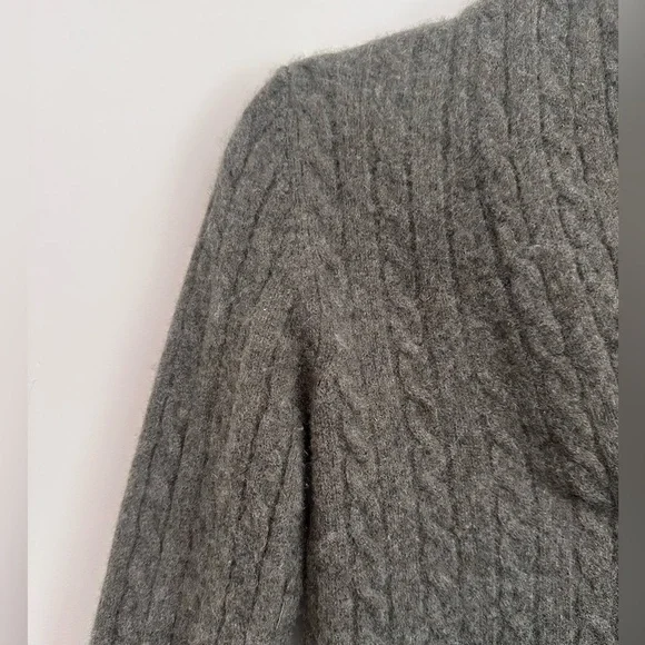 Ralph Lauren Womens Olive Cable-Knit Shawl Collar V-Neck Sweater Size M Heritage - Picture 3 of 9